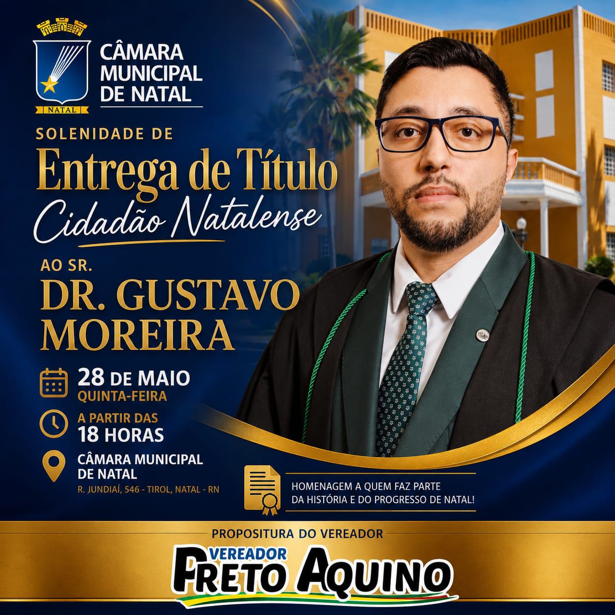 Convite da solenidade Cidadão Natalense